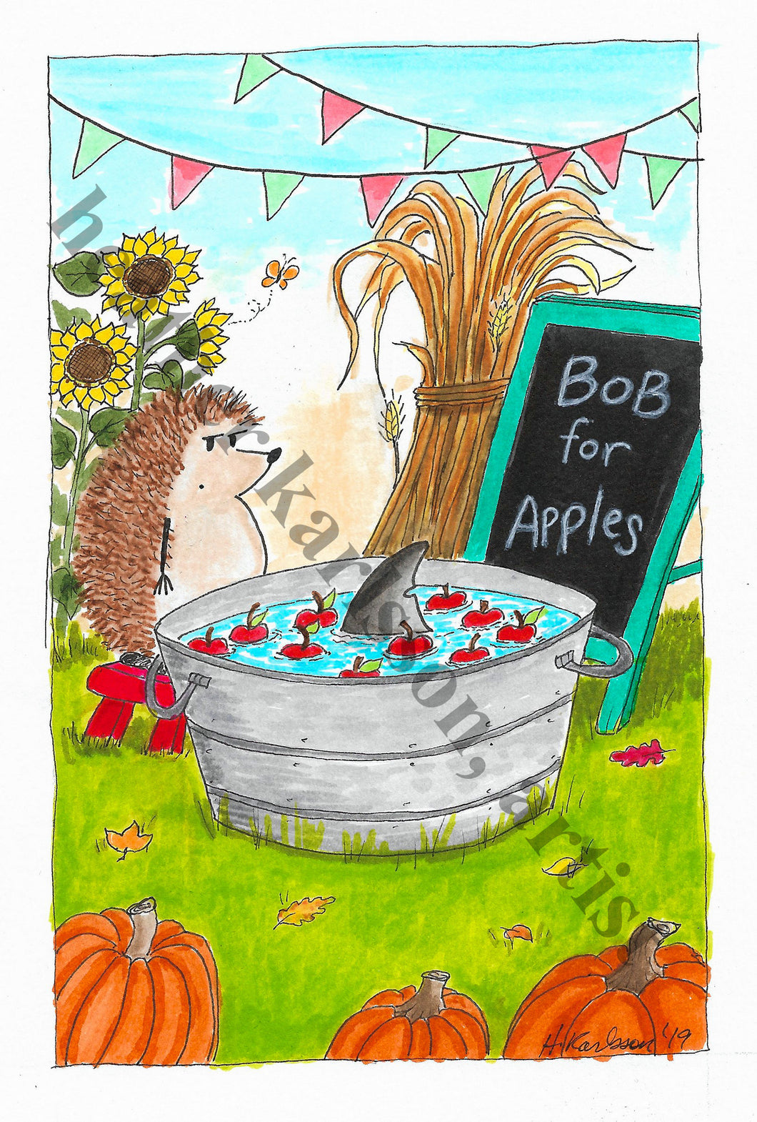 Bob for Apples Art Card